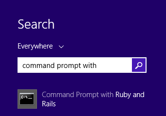 Screenshot showing search for command prompt